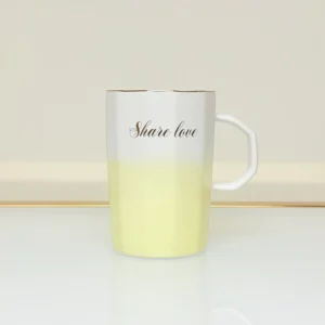 Ceramic Mug with Gradient Finish and Love Quote - “Share Love” & “Sweet Love” Mugs (Green, Blue, Pink, Yellow)