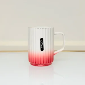 Ceramic Mug with Ombre Gradient - Ribbed Coffee & Tea Mug (Green, Blue, Red, Brown)