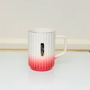 Ceramic Mug with Ombre Gradient - Ribbed Coffee & Tea Mug (Green, Blue, Red, Brown)