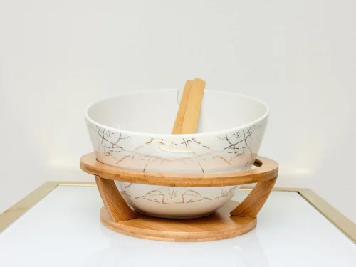 ceramic-salad-bowl-with-bamboo-stand-servers-front ceramic salad bowl with bamboo stand and servers