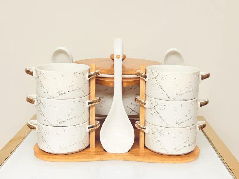 ceramic soup bowl set with warmer