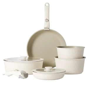 Cream Detachable Handle Pot and Pan Cookware Set | Versatile Kitchen Essentials