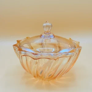 Amber Glass Serving Bowl with Lid - Decorative Fruit, Salad & Treat Bowl