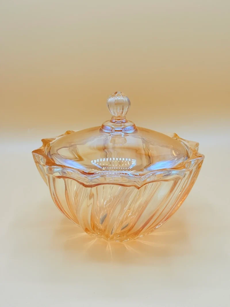 Amber Glass Serving Bowl with Lid - Decorative Fruit, Salad & Treat Bowl