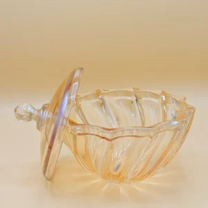 Amber Glass Serving Bowl with Lid - Decorative Fruit, Salad & Treat Bowl