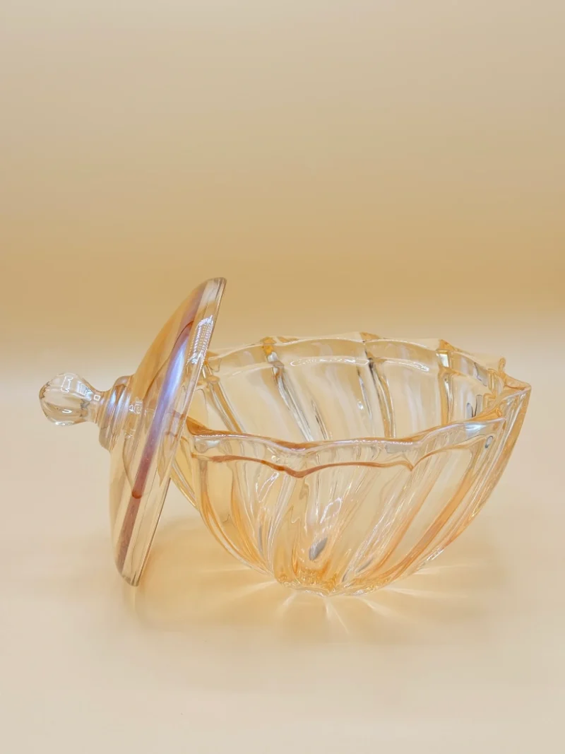 Amber Glass Serving Bowl with Lid - Decorative Fruit, Salad & Treat Bowl