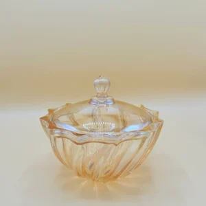 Amber Glass Serving Bowl with Lid - Decorative Fruit, Salad & Treat Bowl