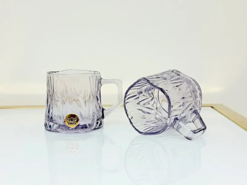 Crystal Glass Pitcher Set with 4 Matching Glasses - Textured Design & Gold Lid