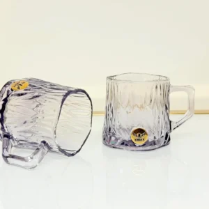 Crystal Glass Pitcher Set with 4 Matching Glasses - Textured Design & Gold Lid
