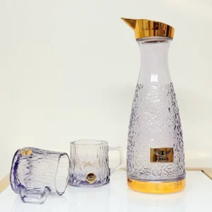 crystal glass pitcher set with 4 matching glasses