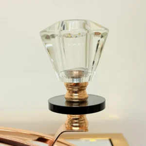 crystal-glass-triple-candle-holder-zoom Crystal Glass Triple Candle Holder - Elegant Arch Design with Gold Base