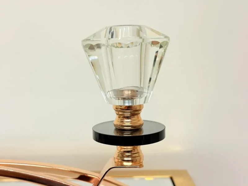 crystal-glass-triple-candle-holder-zoom Crystal Glass Triple Candle Holder - Elegant Arch Design with Gold Base