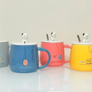 cute ceramic cat mug with lid and spoon cute ceramic cat mug with lid and spoon