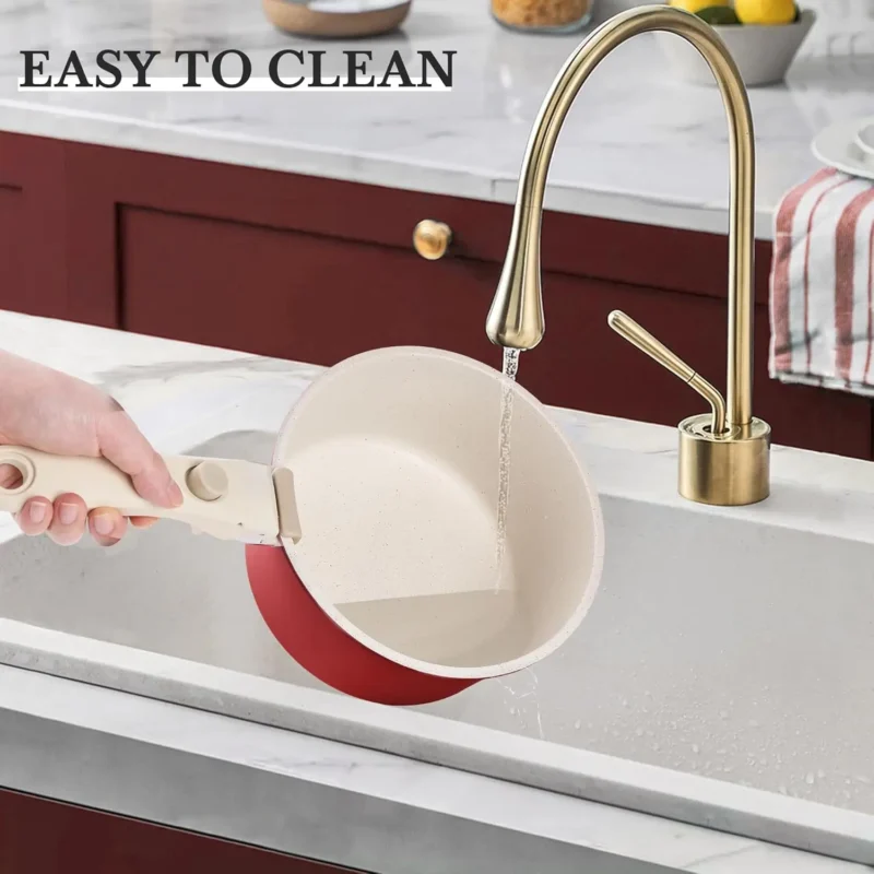 Pink Detachable Handle Cookware Set with Pots, Pans & Lids