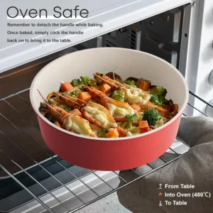 Pink Detachable Handle Cookware Set with Pots, Pans & Lids