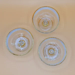 Elegant Gold Rimmed Ribbed Glass Dessert Cups - Set of 6