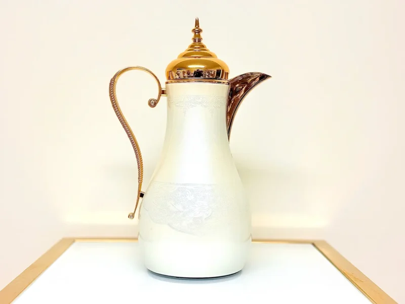 Elegant Thermal Coffee Carafe with Gold Handle - 1L Insulated Server (Cream or Mocha)
