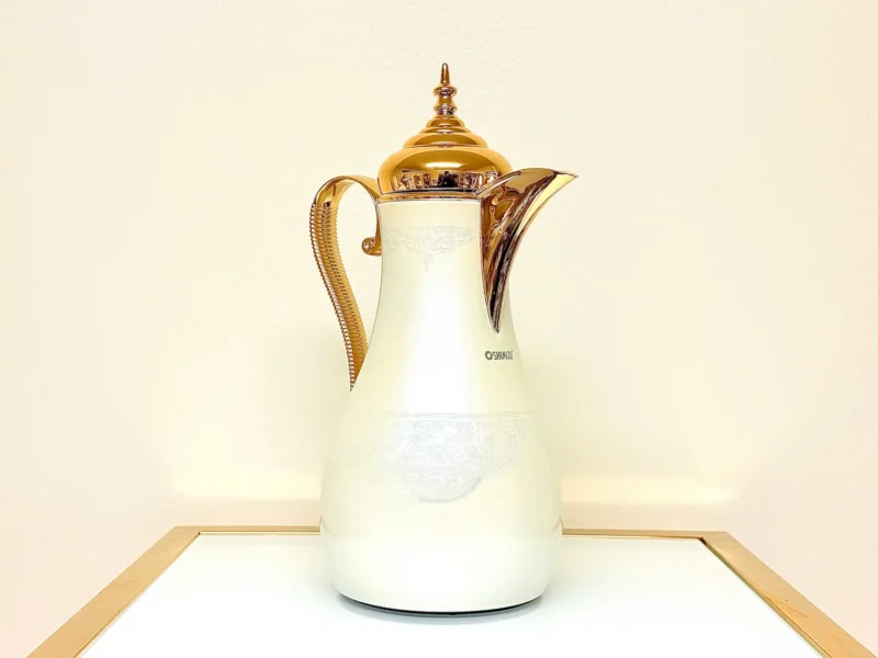Elegant Thermal Coffee Carafe with Gold Handle - 1L Insulated Server (Cream or Mocha)