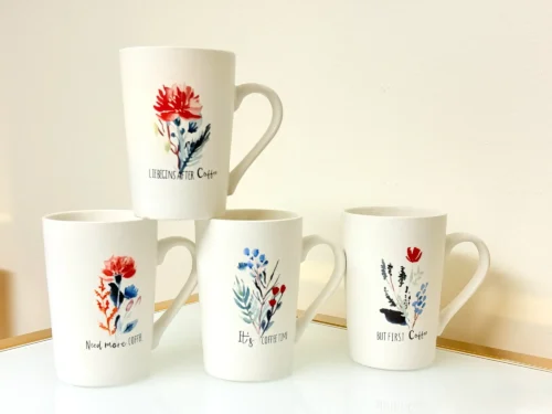 floral-coffee-mugs-set-of-4-ceramic-quotes-12oz floral coffee mugs