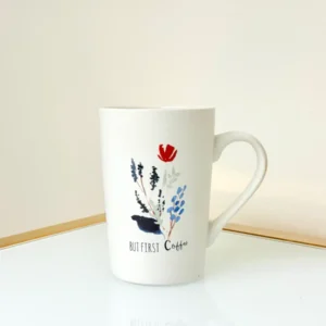 Floral Coffee Mugs Set of 4 - Ceramic Cups with Quotes - 12oz