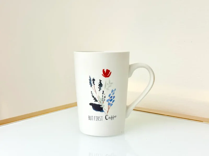 Floral Coffee Mugs Set of 4 - Ceramic Cups with Quotes - 12oz