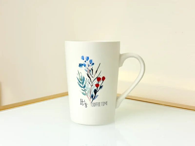 Floral Coffee Mugs Set of 4 - Ceramic Cups with Quotes - 12oz