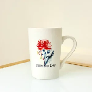 Floral Coffee Mugs Set of 4 - Ceramic Cups with Quotes - 12oz