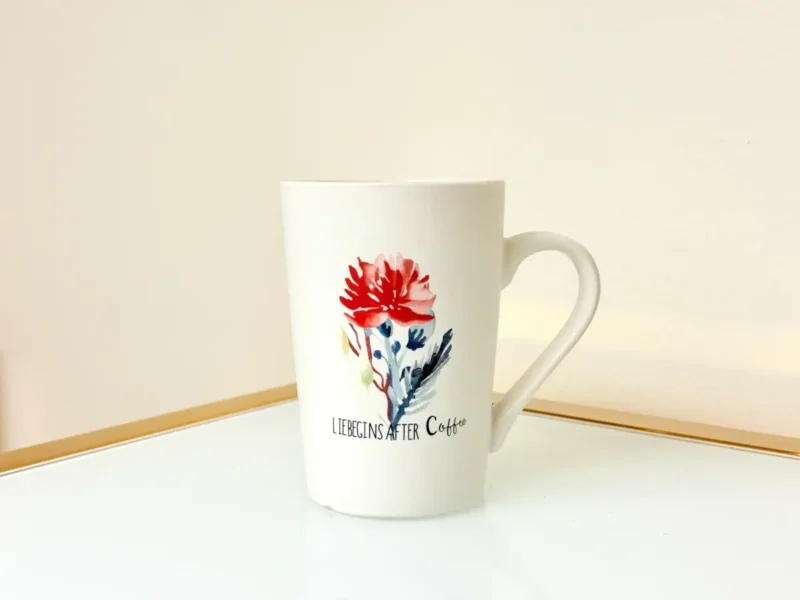 Floral Coffee Mugs Set of 4 - Ceramic Cups with Quotes - 12oz