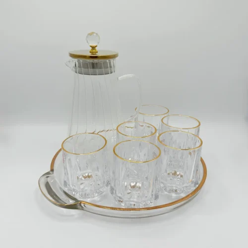glass-pitcher-jug-set-with-lid-4-water-glasses-and-serving-tray-full Glass Pitcher Jug Set with Lid, 6 Water Glasses, and Serving Tray
