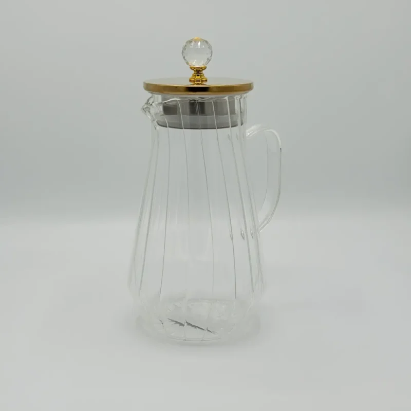 Glass Pitcher Jug Set with Lid, 6 Water Glasses, and Serving Tray