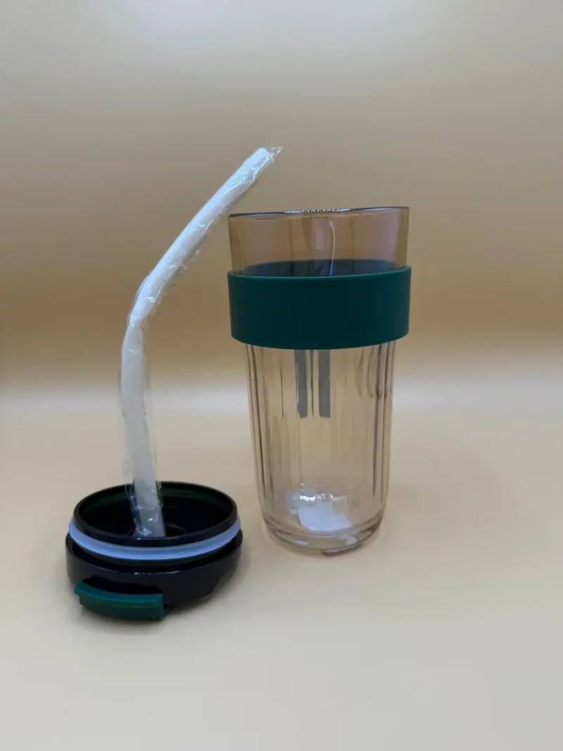 Glass Tumbler with Handle and Lid – Reusable Drinking Cup for Hot & Cold Beverages, Straw-Friendly, Leak-Proof Travel Mug