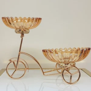 Gold Bicycle Glass Bowl Stand - Decorative Serveware for Snacks or Sweets