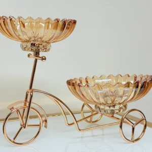 Gold Bicycle Glass Bowl Stand - Decorative Serveware for Snacks or Sweets