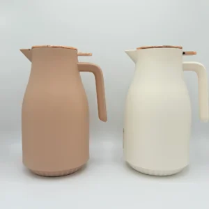 Insulated Thermal Carafe - 68 oz (2L) with Easy-Press Lid and Ergonomic Handle (Cream, Brown, Gray)