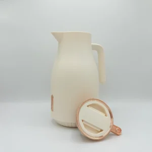 Insulated Thermal Carafe - 68 oz (2L) with Easy-Press Lid and Ergonomic Handle (Cream, Brown, Gray)