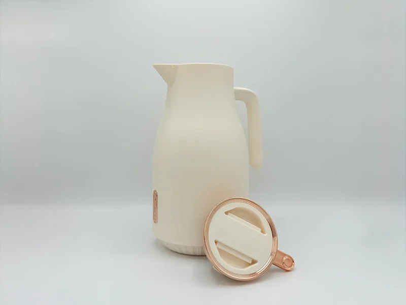 Insulated Thermal Carafe - 68 oz (2L) with Easy-Press Lid and Ergonomic Handle (Cream, Brown, Gray)