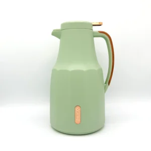 Insulated Thermal Carafe - 2L (68 oz) Vacuum Flask for Hot & Cold Beverages (Green & Cream)