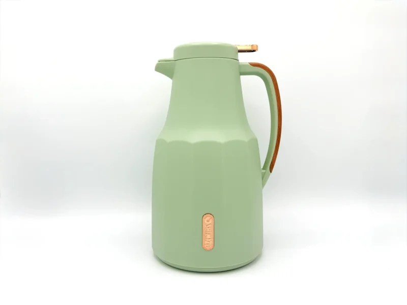 Insulated Thermal Carafe - 2L (68 oz) Vacuum Flask for Hot & Cold Beverages (Green & Cream)