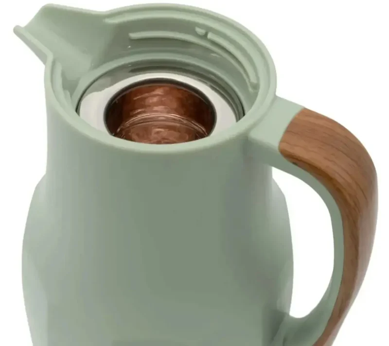 Insulated Thermal Carafe - 2L (68 oz) Vacuum Flask for Hot & Cold Beverages (Green & Cream)