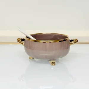 Luxury Ceramic Soup Bowl Set with Stand and Spoons - 15 Piece Serving Set (Black, Cream, Mocha, White)