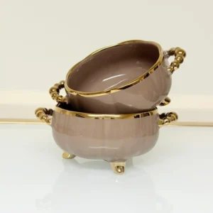 Luxury Ceramic Soup Bowl Set with Stand and Spoons - 15 Piece Serving Set (Black, Cream, Mocha, White)