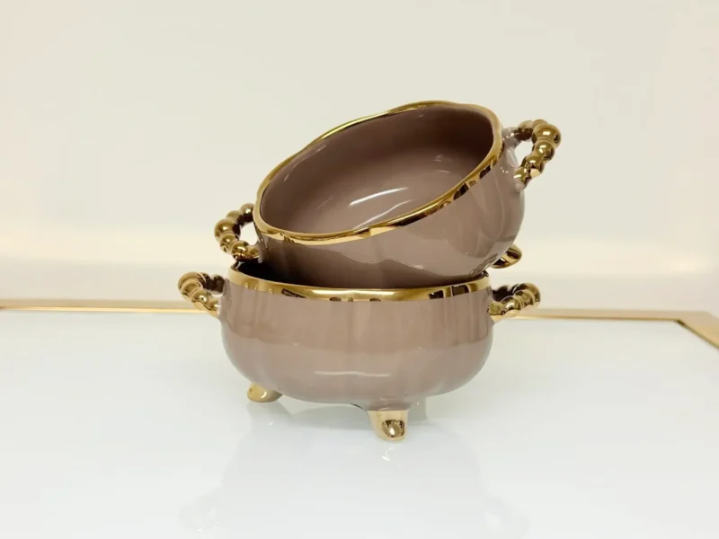 Luxury Ceramic Soup Bowl Set with Stand and Spoons - 15 Piece Serving Set (Black, Cream, Mocha, White)