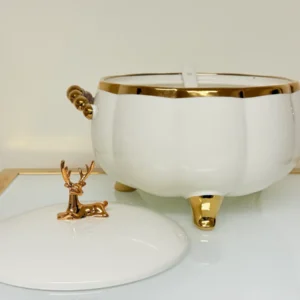 Luxury Ceramic Soup Bowl Set with Stand and Spoons - 15 Piece Serving Set (Black, Cream, Mocha, White)