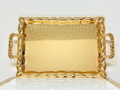 luxury-gold-metal-serving-tray-set-2-piece luxury gold metal serving tray set