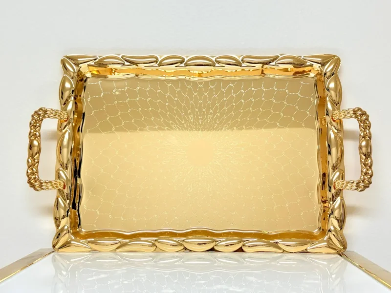 luxury gold metal serving tray set