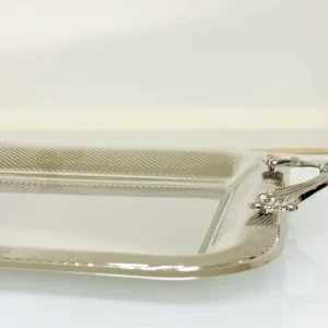 Luxury Silver Serving Tray Set - 3 Piece Stainless Steel Decorative Trays with Handles