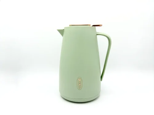 Modern Insulated Thermal Carafe - 51 oz (1.5L) Vacuum Flask with Easy-Pour Spout (Green, Cream, Orange)