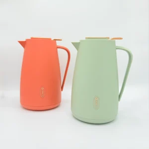 Modern Insulated Thermal Carafe - 51 oz (1.5L) Vacuum Flask with Easy-Pour Spout (Green, Cream, Orange)