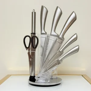 modern-stainless-steel-knife-set-with-acrylic-stand modern stainless steel knife set with acrylic stand
