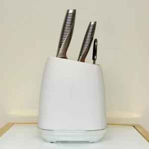 Modern Stainless Steel Knife Set with Block, 7-Piece Kitchen Set with Storage Stand